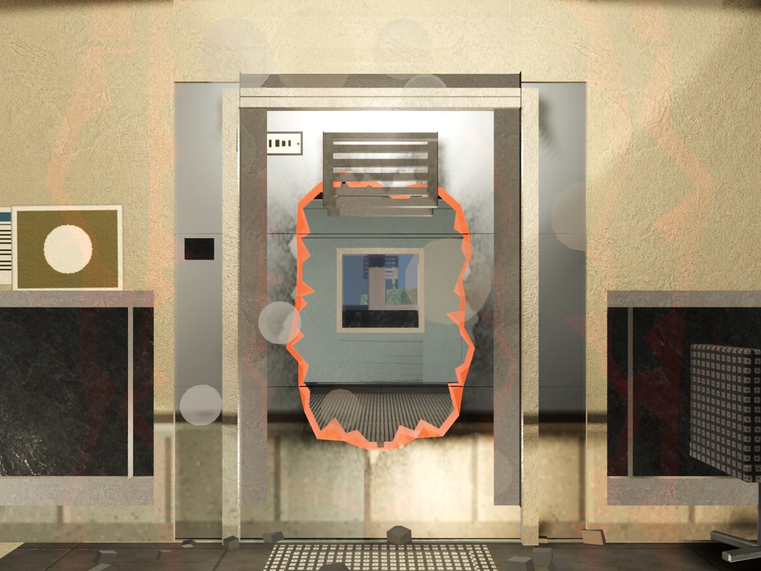 A reinforced wall opened by a thermal charge