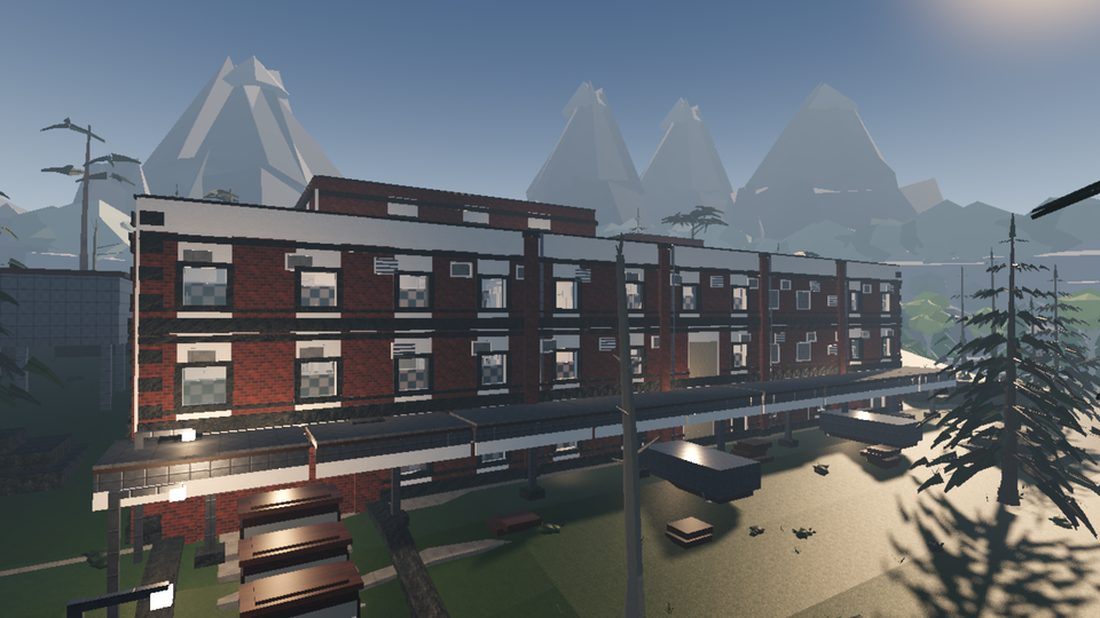 Longreach: a hillside funicular station under mountains