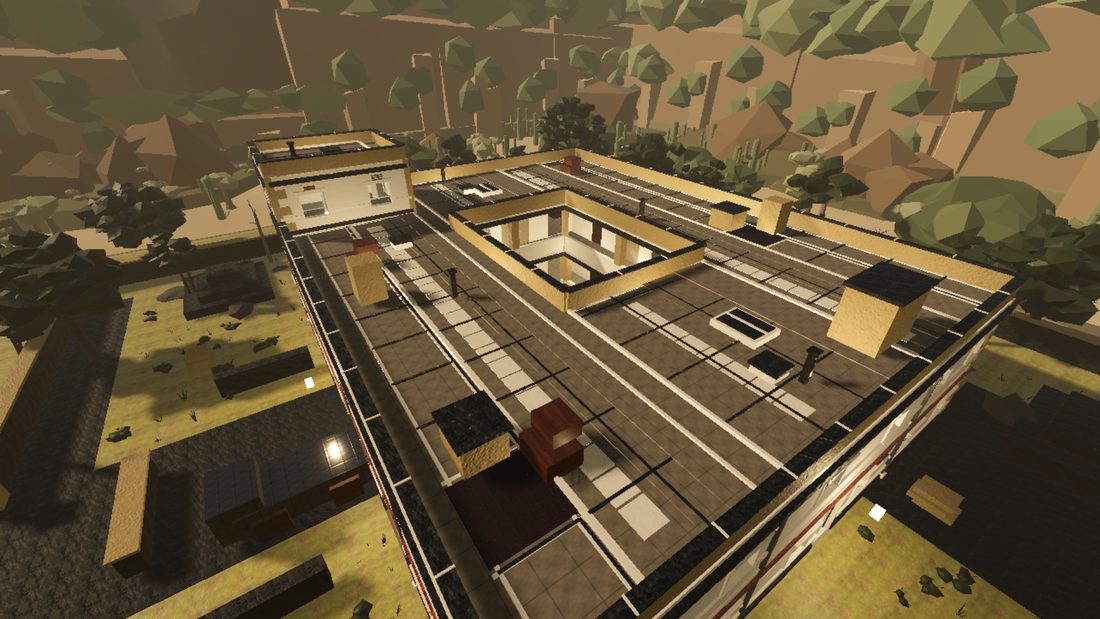 Stonewatch from above, four stone ranges around a courtyard
